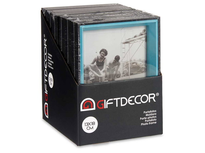 Giftdecor Portafotos Madera 20x15x3 cm Negro y Azul con Cristal (Set de 24) Giftdecor Portafotos Madera 20x15x3 cm Negro y Azul con Cristal (Set de 24)