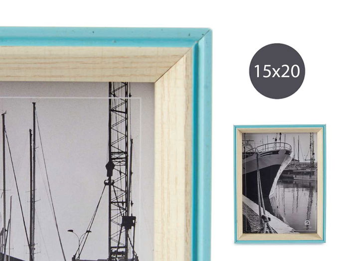 Giftdecor Portafotos Madera 15x20 Azul y Natural MDF y Cristal (Set de 24) Giftdecor Portafotos Madera 15x20 Azul y Natural MDF y Cristal (Set de 24)