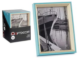 Giftdecor Portafotos Madera 15x20 Azul y Natural MDF y Cristal (Set de 24)