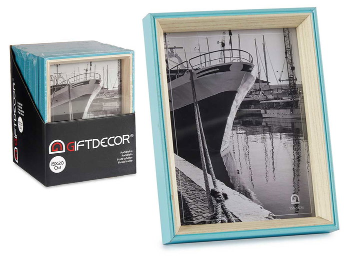 Giftdecor Portafotos Madera 15x20 Azul y Natural MDF y Cristal (Set de 24) Giftdecor Portafotos Madera 15x20 Azul y Natural MDF y Cristal (Set de 24)
