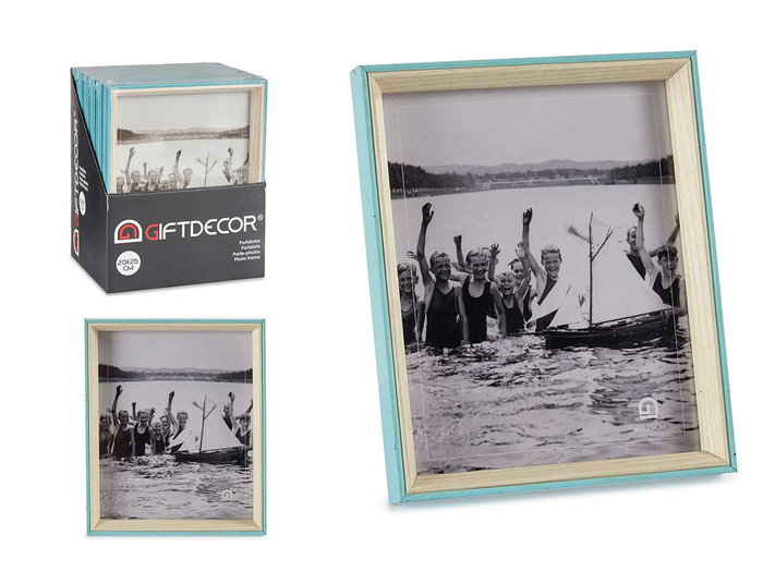 Giftdecor Portafotos Madera 20x25 cm Azul y Natural con Marco de Madera MDF y Cristal (Set de 24) Giftdecor Portafotos Madera 20x25 cm Azul y Natural con Marco de Madera MDF y Cristal (Set de 24)