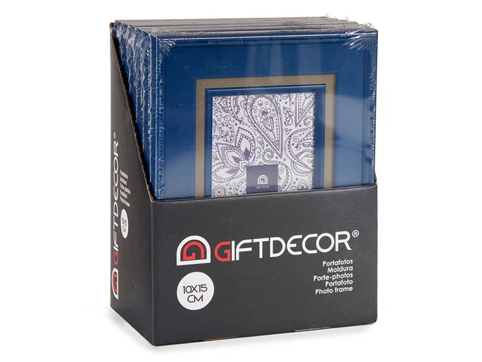 Giftdecor Portafotos 10x15 cm Azul Oscuro Plástico y Cristal (Set de 24)