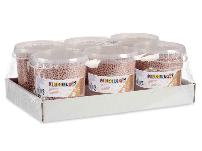 Pincello Bote de Bolas de Poliespan Marrón 13.5x14x14.5 cm (Set de 6)