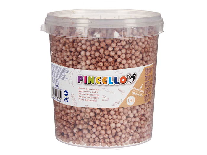 Pincello Bote de Bolas de Poliespan Marrón 13.5x14x14.5 cm (Set de 6)