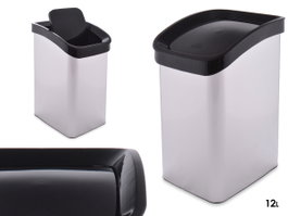 Papelera Basculante Plateada 12L Plástico 28x35x22cm Berilo (Set de 6)