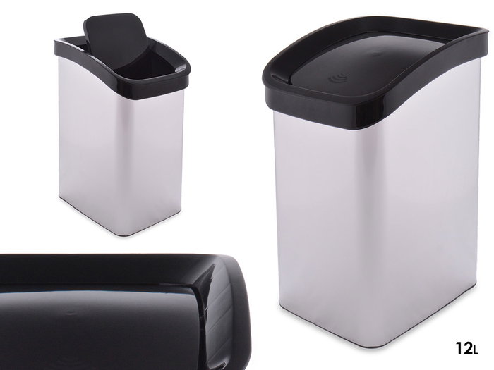 Papelera Basculante Plateada 12L Plástico 28x35x22cm Berilo (Set de 6) Papelera Basculante Plateada 12L Plástico 28x35x22cm Berilo (Set de 6)