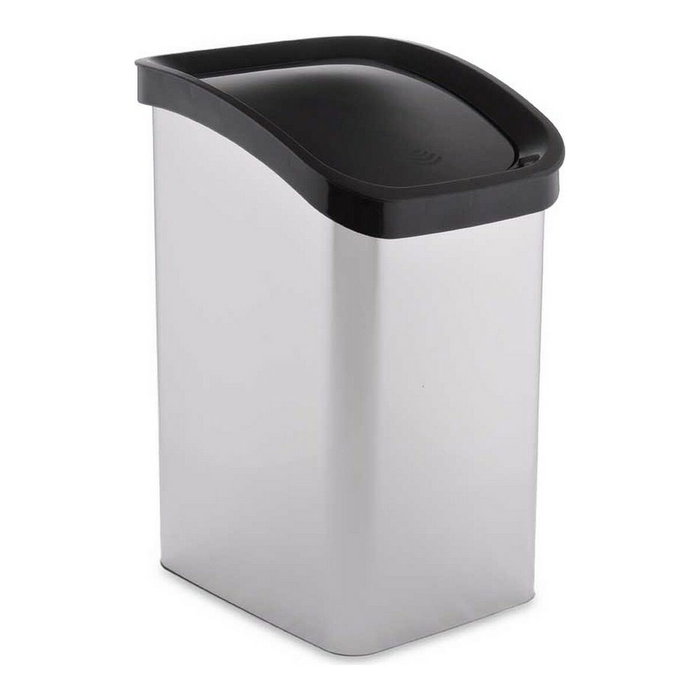 BERILO Papelera de Plástico Basculante Plata 23L