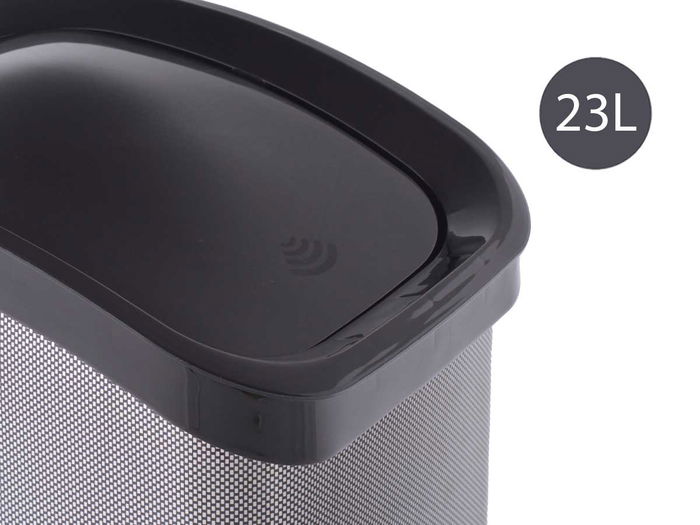 Berilo Papelera de Plástico Basculante Fibra de Carbono 23L 27 x 43 x 34 cm Gris Oscuro (Set de 6)