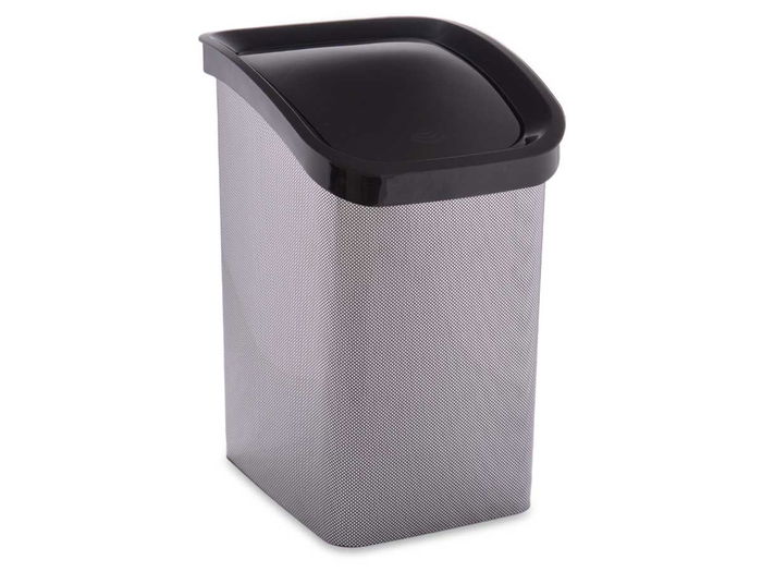 Berilo Papelera de Plástico Basculante Fibra de Carbono 23L 27 x 43 x 34 cm Gris Oscuro (Set de 6)