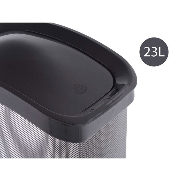 BERILO Papelera de Plástico Basculante Fibra Carbono 23L Gris Oscuro