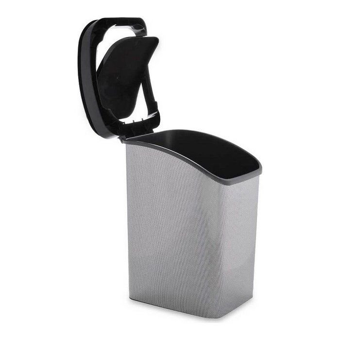 BERILO Papelera de Plástico Basculante Fibra Carbono 23L Gris Oscuro