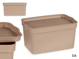 Kipit Caja Plástico con Tapa 2,3L Beige 13.5x11x20 cm (Set de 24)