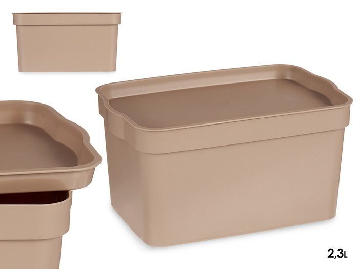 Kipit Caja Plástico con Tapa 2,3L Beige 13.5x11x20 cm (Set de 24) Kipit Caja Plástico con Tapa 2,3L Beige 13.5x11x20 cm (Set de 24)