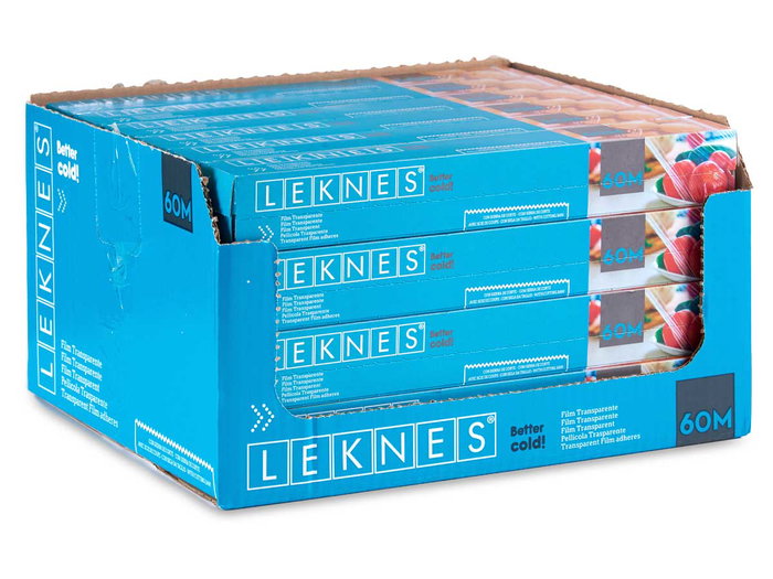 Kinvara Rollo Film Cocina 60M Transparente Polietileno con Sierra Troquelada 30.5x3.6x3.6 cm (Set de 24)