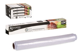 Kinvara Rollo Film Cocina 60M Transparente Polietileno con Sierra Troquelada 30.5x3.6x3.6 cm (Set de 24)