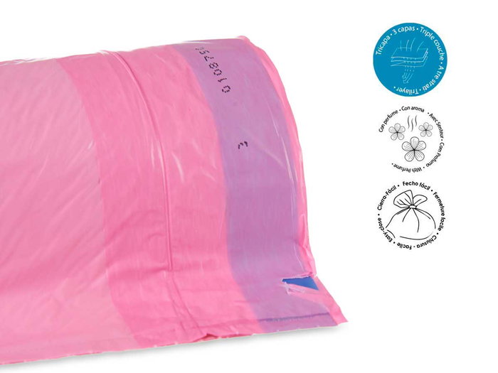 Arte Regal Bolsa Basura Autocierre Perfumada 30L 20Uds Rosa 55x55 cm (Set de 15)