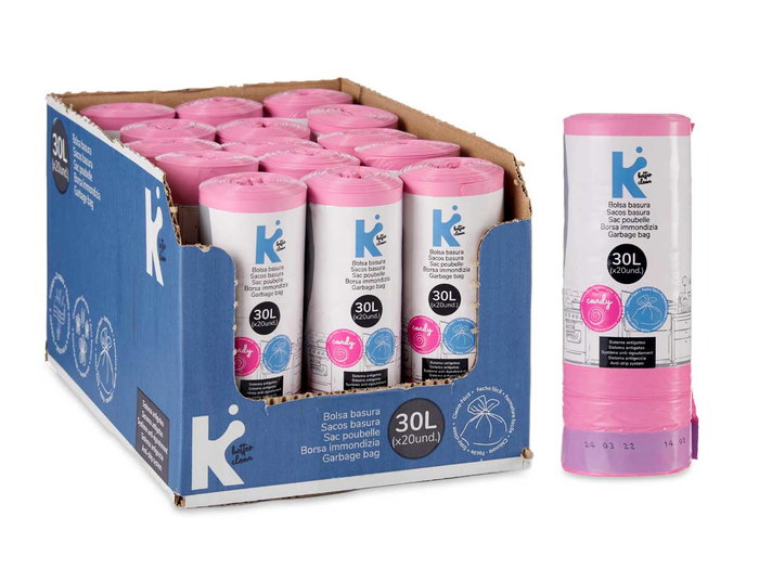 Arte Regal Bolsa Basura Autocierre Perfumada 30L 20Uds Rosa 55x55 cm (Set de 15)