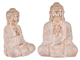Ibergarden Buda Poliresina Rezando Blanco y Oro 23.5 x 49 x 36 cm