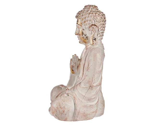 Ibergarden Buda Poliresina Rezando Blanco y Oro 23.5 x 49 x 36 cm