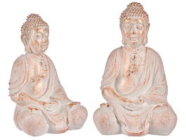 Ibergarden Buda Poliresina Manos Juntas Blanco y Oro 24.5x31.8x50 cm