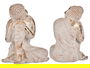 Ibergarden Buda Poliresina Sentado Cabeza Lado Izquierdo Blanco y Oro 23x33x26cm (Set de 2)