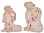 Ibergarden Buda Poliresina Sentado Cabeza Lado Izquierdo Blanco y Oro 23x33x26cm (Set de 2)