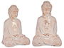 Ibergarden Buda Manos Cruzadas Blanco y Oro Poliresina 22.5x27x40.5 cm (Set de 2)