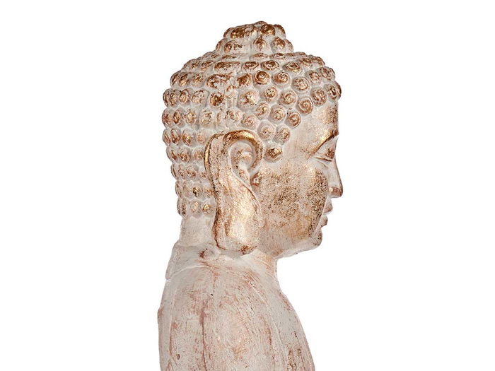 Ibergarden Buda Poliresina Relajado Manos Juntas Blanco y Oro 25 x 57 x 42.5 cm