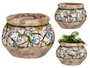 Ibergarden Jarrón Rústico de Poliresina, Pack de 2, Gris-Blanco-Azul