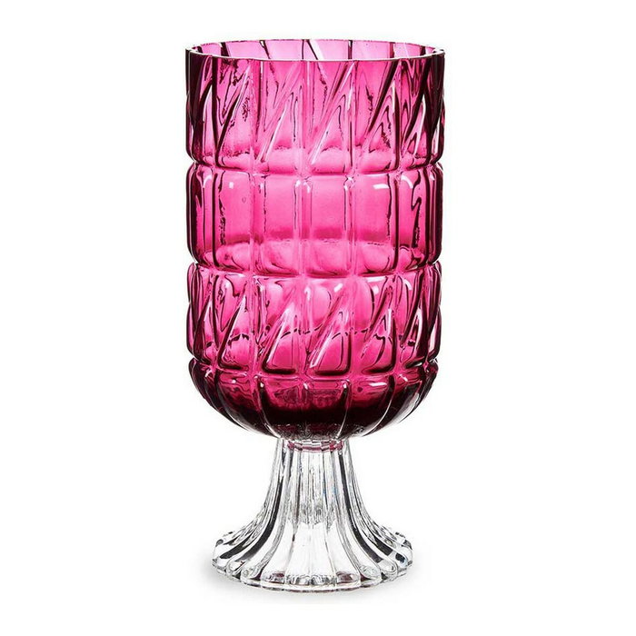 Giftdecor Jarrón de Cristal Tallado Rosa Oscuro Giftdecor Jarrón de Cristal Tallado Rosa Oscuro