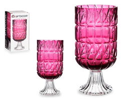 Giftdecor Jarron Cristal Tallado Rosa Oscuro 13x26.5x13 cm (Set de 6)