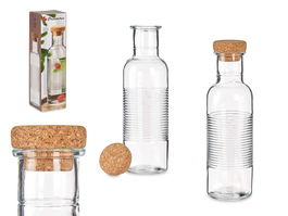 Botella Hoop con Tapón de Corcho 1070ml Pasabahce | Vidrio Transparente | 8.5 x 29.5 x 8.5 cm (Set de 6)