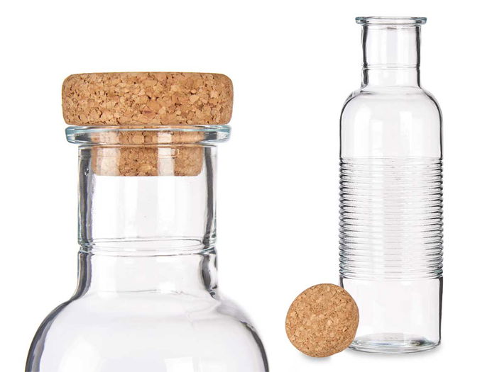 Botella Hoop con Tapón de Corcho 1070ml Pasabahce | Vidrio Transparente | 8.5 x 29.5 x 8.5 cm (Set de 6)