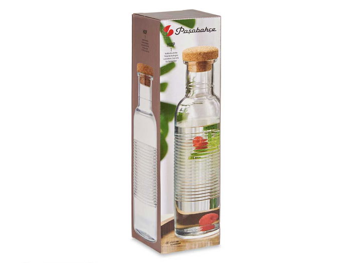 Botella Hoop con Tapón de Corcho 1070ml Pasabahce | Vidrio Transparente | 8.5 x 29.5 x 8.5 cm (Set de 6)