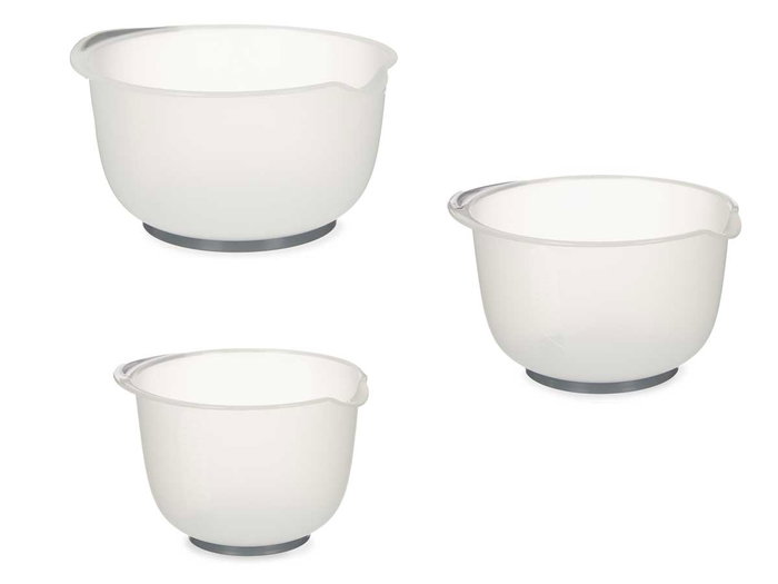 Kinvara Set 3 Bol Medidor con Silicona 21,7x14x24,5 cm Plástico TPE Beige y Gris 1,5+2+2,5 l (Set de 12)