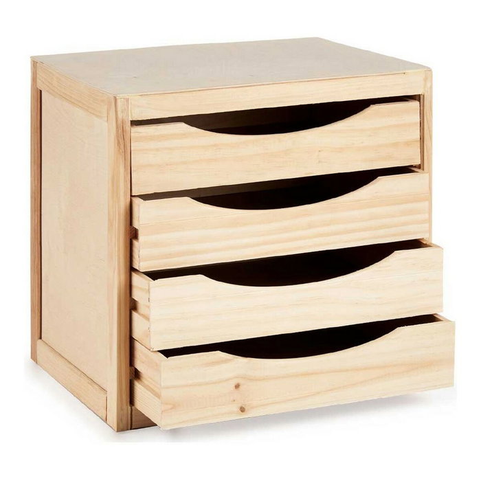 KIPIT Cajonera de Madera 4 Cajones Natural
