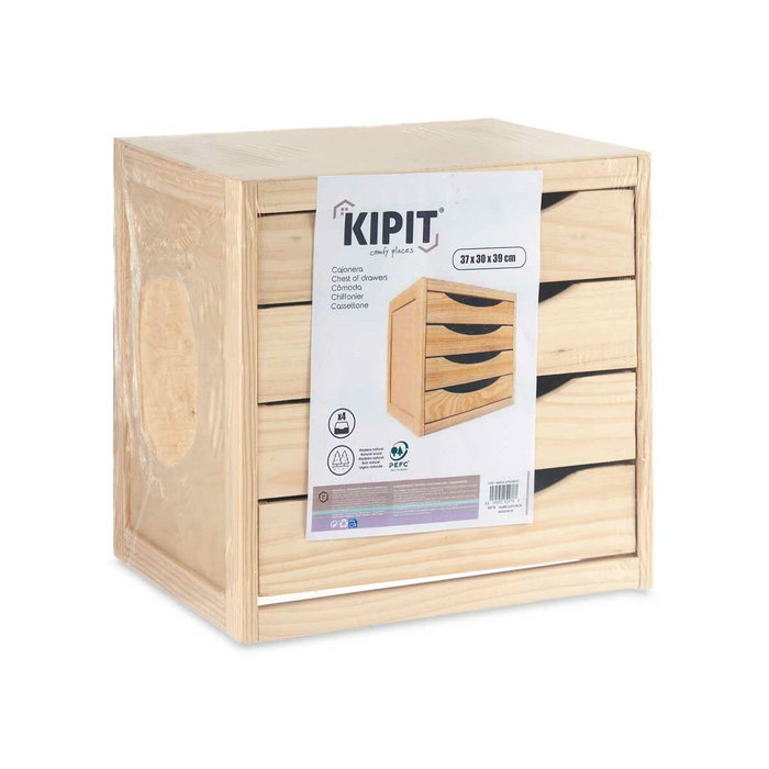 KIPIT Cajonera de Madera 4 Cajones Natural