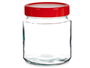 Vivalto Bote de Cristal 1L Transparente con Tapa Roja, Vidrio y Plástico, 11.5x35.5x11.5 cm (Set de 12)