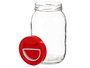 Vivalto Bote de Cristal Transparente con Tapa Roja y Asa, Capacidad 2L, Dimensiones 12x21x12 cm (Set de 6)