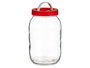 Vivalto Bote de Cristal Transparente con Tapa Roja y Asa, Capacidad 2L, Dimensiones 12x21x12 cm (Set de 6)