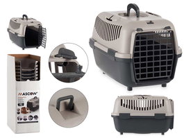 Mascow Transportin Plastico Antracita 31x31x48cm para Mascotas hasta 6 kg (Set de 20)