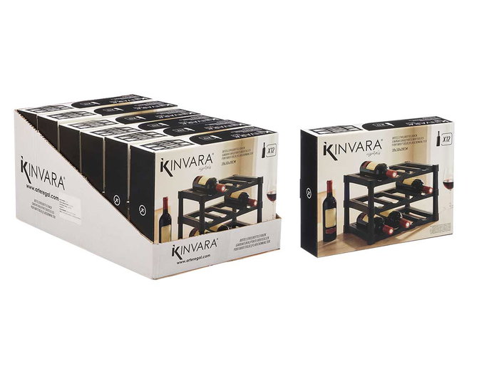 KINVARA Botellero Plástico Negro para 12 Botellas