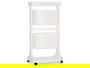 Kinvara Verdulero de Plástico Blanco con 2 Alturas y Ruedas | 35x82x43 cm