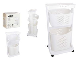 Kipit Ropero Plástico Blanco 2 Alturas con Ruedas 33x84x43 cm