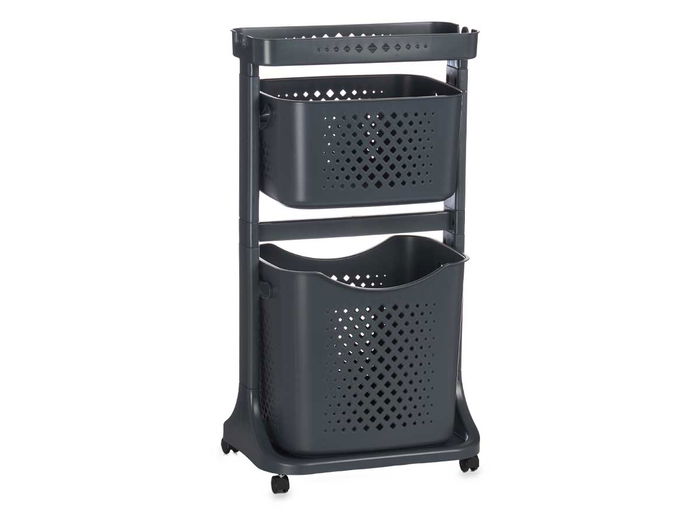 Kipit Ropero Plástico 2 Alturas con Ruedas Color Antracita 18 x 81.5 x 43.5 cm