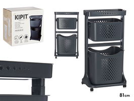 Kipit Ropero Plástico 2 Alturas con Ruedas Color Antracita 18 x 81.5 x 43.5 cm