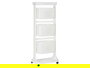 Kinvara Verdulero Plástico Blanco de 3 Alturas con Ruedas - 33x11x42 cm