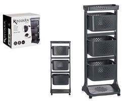 Kinvara Verdulero Plástico 3 Alturas con Ruedas, Color Antracita, 33x11.2x42 cm