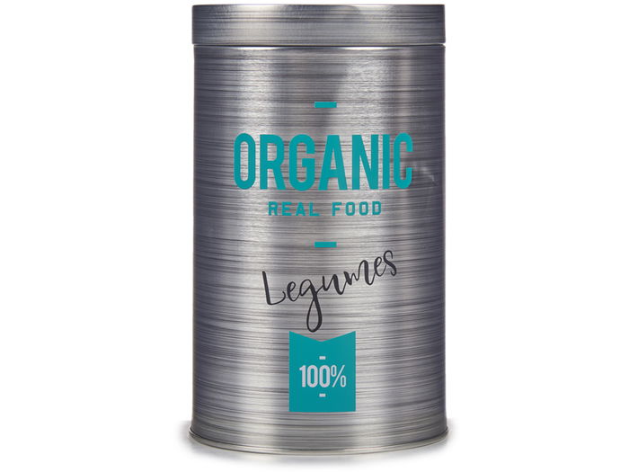 Kinvara Bote Hojalata Redondo Organic Legumbres 10.4x18.2x10.4 cm Gris (Set de 24)