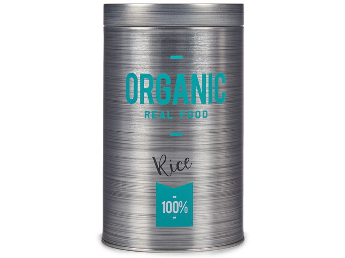 Kinvara Bote Hojalata Redondo Organic Arroz 10.4x10.4x18.2 cm Gris (Set de 24)